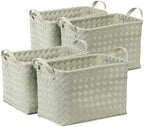 BROWNLILY Handwoven Clothes Basket Laundry Hampers Large Wicker Storage Baskets for Shelves Blankets Closet Storage Bins Car Bedroom Bathroom Organizers and Storage Bath (Pack of 4, Green) by BROWNLILY