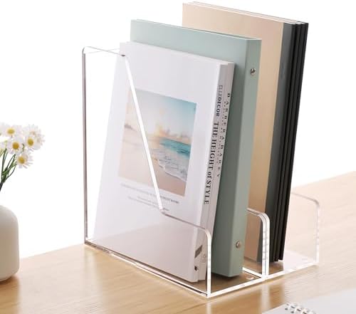 YUXUN 4-Pack Vertical File Holder for Desk, Acrylic Magazine Holder,Clear - Image 6
