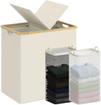 efluky Double Laundry Hamper with Lid and 2 Removable Bags, Beige by efluky
