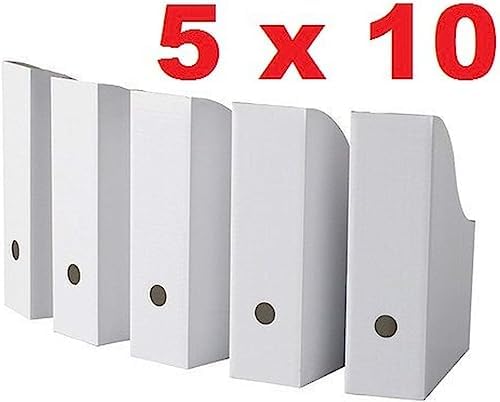ROYALNA (50 PACK) White Magazine File Folder Holder, Magazine Organizer, Document Organizer, Storage Box (50) - Image 2