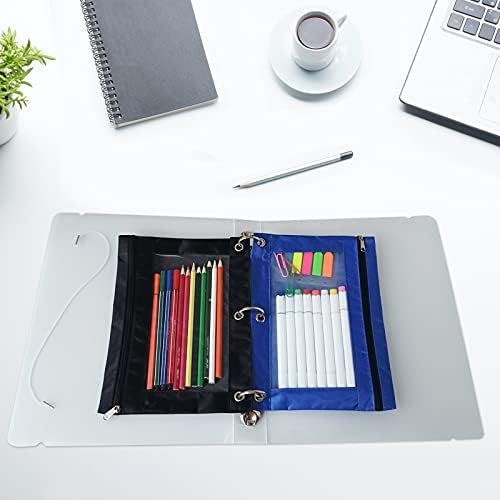 YoeeJob Binder Pouches for 3 Ring Binder, Pencil Pouch Pen Holder Case with Clear Window, Zipper Stationery Bag for School Class Office,24 Pack, Blue - Image 6