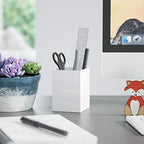 NIUBEE White Acrylic Pen Holder 4 Pack, Desktop Pencil Cup Stationery Organizer for Office Desk Accessory - Image 6