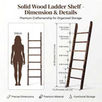 Carbonized Farmhouse Blanket Ladder, 6-Tier Rustic Wooden Rack - Image 3