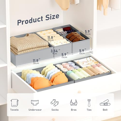 DIMJ Drawer Organizer Clothes, 28 Pack Dresser Organizer, Foldable Closet Organizers and Storage, Fabric Dresser Bins, Drawer Dividers for Nursery, Baby Clothes, Underwears, Sock,White - Image 2