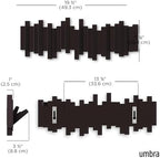 Umbra Sticks Wall Mount Coat Rack, 5 Hook Retractable Pegs, Espresso - Image 3
