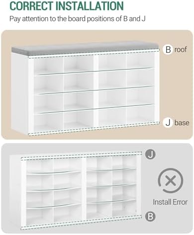 Hzuaneri Shoe Storage Bench with Cushion, Entryway 16-Cubby Shoe Rack - Image 6