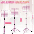 Klvied Standing Braiding Hair Rack, 144 Pegs, Pink - Image 6