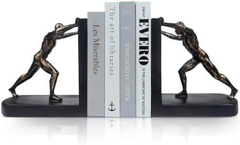 LIFFY Man Decorative Book Ends,7" Resin Non Skid Bookends for Heavy Books,Bookends for Shelves Decorative,Creative Shelf Decorations to Hold Books for Bookshelf,Home,Office,Study by LiffyArt