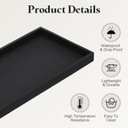 uxcell Bathroom Vanity Tray, 15.7" x 6" Silicone Soap Dispenser Trays, Shatterproof Kitchen Sink Organizer for Soaps Keys Candle Trinket, Black - Image 3
