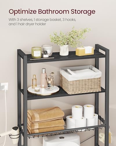 VASAGLE 3-Tier Over the Toilet Storage, Adjustable Shelves, Basket, 63''H - Image 4