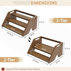 Bamboo Spice Rack Organizer -3-Tier Spice Rack for Countertop,Cabinet Spice Rack Organizer for 18 Spice Jars(4oz)，Step Shelf(Walnut) - Image 2