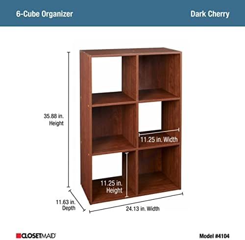 ClosetMaid Cubeicals 6 Cube Storage Shelf Organizer Bookshelf, Stackable, Vertical Or Horizontal, Easy Assembly, Wood, Dark Cherry Finish - Image 3