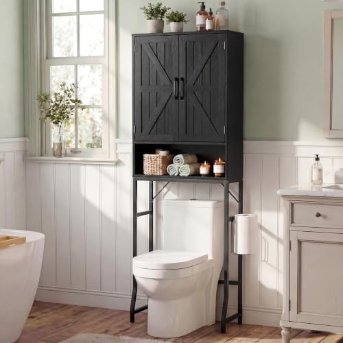 Over The Toilet Storage Cabinet,23.6" W Bathroom Organizer, Black by Unknown