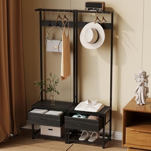 LUMTOK Hall Tree with Shoes Bench Storage,Small Coat Rack with Drawers - Image 3