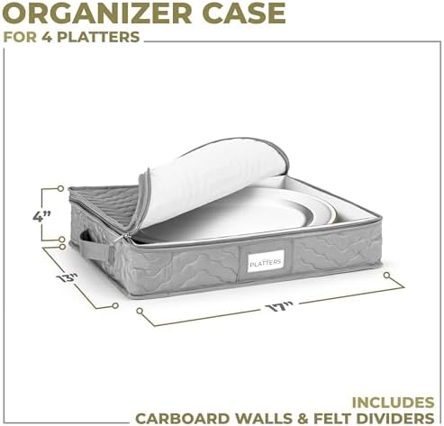 Sorbus China Platter Storage Containers, Quilted Platter Organizer (Gray) - Image 2