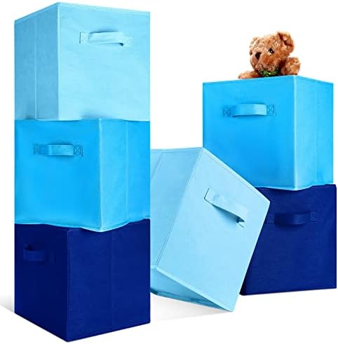 Karenhi 6 Pack Cube Storage Bins, Blue Fabric Organizer by Karenhi