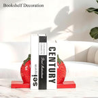 Strawberry Decorative Bookends, Cute Aesthetic Resin Book Ends for Shelves - Image 6