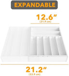SpaceAid 2.5" High Bamboo Silverware Drawer Organizer with Labels, Kitchen Utensil Expandable Tray Holder for Flatware, Cutlery, Spoon and Knives Drawer Storage Organization (White) - Image 7
