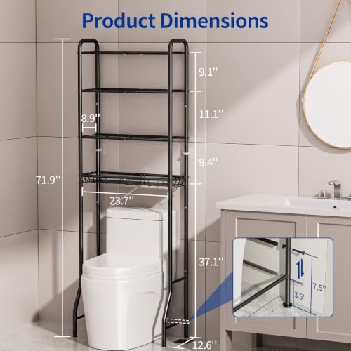 Delamu Over Toilet Storage Rack, 4 Tiers (71.9" H) Bathroom Organizer Shelf - Image 2