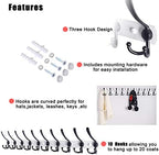 Dseap Coat Rack Wall Mount - 38” Long 10-Tri-Hooks Heavy Duty Coat Hanger Rail Wall Hooks for Hanging Coats Hats Clothing Clothes Purse Mudroom Entryway, White/Black - Image 6