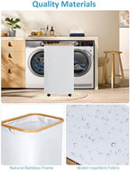 efluky Laundry Basket with Wheels, Tall Rolling Laundry Hamper with Lid and Removable Bag, Aesthetic Dirty Clothes Hamper on Wheels for Laundry Room, Bedroom, Dorm and Bathroom, 100L White - Image 5