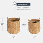 Best Choice Products 2-Piece Round Nesting Baskets W/Handles, Handwoven Water Hyacinth, Plant Holder, Laundry Basket, Storage Organizer, Tote Bins for Bedroom, Living Room, & Laundry Room - Natural - Image 2
