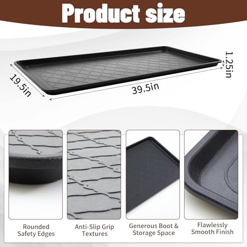 Geelin 3 Pack 40"x20" Extra Large Boot Tray, Long Shoe Mats, Black - Image 2