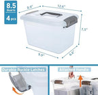 Citylife 4 Packs 8.5 QT Storage Bins with Lids Clear Plastic Bins with Grey Handle Stackable Storage Containers for Organizing - Image 3