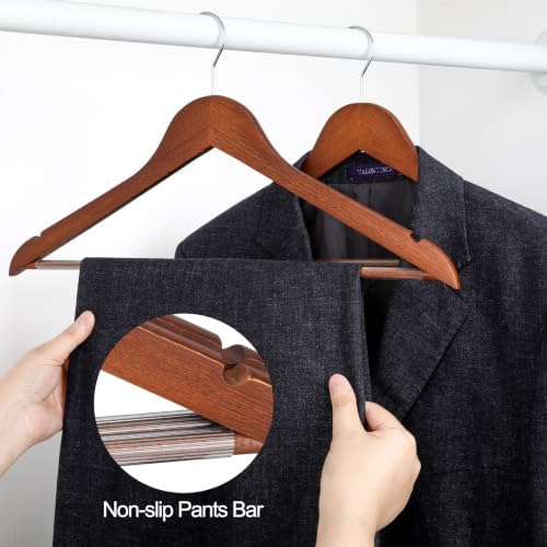 TOPIA HANGER Walnut Wooden Hangers 30 Pack, Heavy Duty Clothes Hangers - Image 6