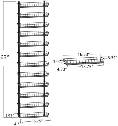SWOMMOLY Wall Mount Spice Rack Organizer, 12-Tier Adjustable Dual-Use Shelf - Image 6