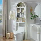 IFGET Arched Over The Toilet Storage Cabinet w/Acrylic Doors, Antique White by IFGETEnrichYourLivingSpace