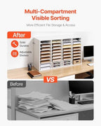 VEVOR Literature Organizer, 36 Compartments Office Mailbox with Detachable Shelves, Wooden Mailbox Sorter with Particle Board, Countertop Office Home Storage Organizer for File, Document, Paper, White - Image 2