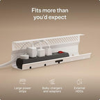 Desktronic Cable Duct Desk White Set of 2 - Stainless Steel Cable Management Desk Cable Duct with 5 Cable Cut-Outs - Easy to Install Cable Organiser - Cable Holder - Image 3