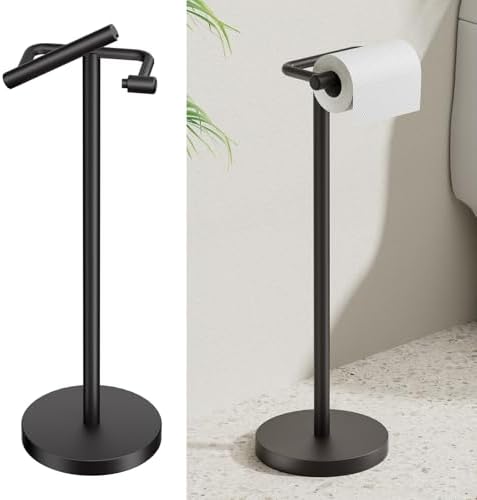 BESy Matte Black Freestanding Toilet Paper Holder Stand Free Standing by BESy
