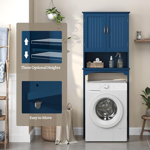 Yaheetech Over the Toilet Storage Cabinet, Bathroom Organizer, Navy Blue - Image 5