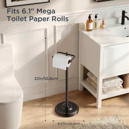 FORIOUS Toilet Paper Holder Stand, Vintage Freestanding Tissue Roll Holder - Image 3