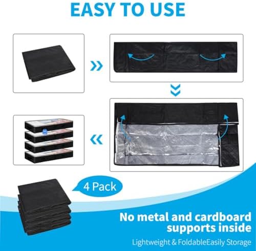 4 Pack Under bed Storage Containers, 90L Large Capacity Bedroom Closet Organizers and Storage Bins Foldable Underbed Storage Bags for Clothes, Blanket, Towels, Comforter, Sweaters, Linen Sheet - Black - Image 6