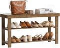 SMIBUY Bamboo Shoe Rack Bench, 3-Tier Shoe Organizer Storage Shelf for Entryway Hallway Bathroom Living Room (Walnut) by SMIBUY