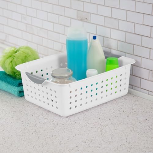 Sterilite 12-Pack Medium Ultra Basket, Open Top Plastic Storage Organizer, White - Classic Baskets for Organizing Countertops, Pantry Shelves, Kitchen Cabinets, Laundry Rooms or Home Offices - Image 4