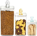 Felli Flip Tite Pet Food Container with Airtight Lids, BPA FREE Acrylic Canister with Paw Bone Fish Flip Top Handles for Cat Dog Kibble Treats Storage, Keep Fresh (Pet Collection Nest-L3pk) by Felli