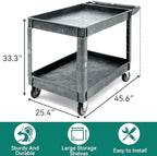 YITAHOME 2 Tier Heavy Duty Plastic Utility Cart 45 x 25 Inch, Grey - Image 4