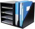PAG-Mass Wood Desktop File Holder Organizer Mail Sorter for File Folders, Mails, Envelopes, Mailing Supplies or Magazines, Black by PAG