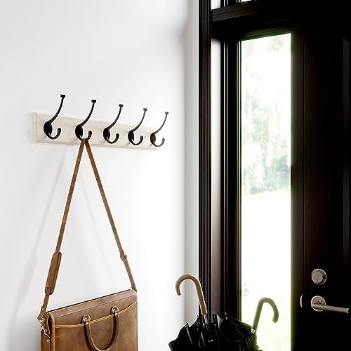 Franklin Brass Pilltop (1-Pack) 27' Coat/Hat Rack Wall Mount White with 5 Hooks Mounted Hanging Hook Rail for Clothes, Towels, Purses, Bags, Kitchen, Entry, Closet Organization B46716K-480-R - Image 2