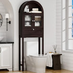 Spurgehom Over The Toilet Storage Cabinet with Glass Door (Coffee) by Spurgehom