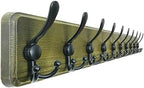 Dseap Coat Rack Wall - Heavy-Duty 38-1/4" Long, with Reinforced 10 Custom Tri-Hooks, Solid Wood Wall Hanger for Coats Hat Jackets - Rustic Farmhouse Entryway Hallway Storage, Weathered Green & Black by Dseap