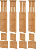 4.4" High Drawer Dividers with Inserts, Bamboo Drawer Dividers for Clothes, Expandable from 12-17.5", Adjustable drawer organizer for Bedroom, Kitchen & Office, 4 Dividers with 8 Insert. by VRICCC