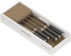SpaceAid Knife Drawer Organizer Bamboo Insert Dock, Kitchen Steak Knives Holder Organizers Block for Drawer in Storage Organization (Small, White) by SpaceAid