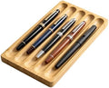 Natural Bamboo 5-Slot Fountain Pen Storage Tray, Anti-Roll Wooden Pen Organizer, Minimalist Zen Desk Pen Holder for Pen Collectors, Office & Study Desktop Stationery Display Tray by LITAITAI