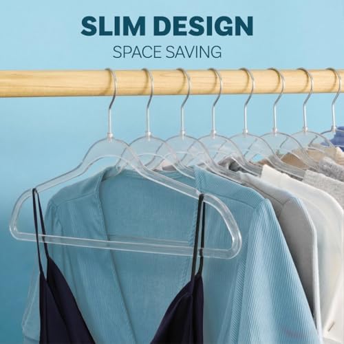DEILSY™ Clear Thin Hangers with Silver Hook Non-Velvet Hangers 50 Pack - Image 5