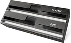 SpaceAid WrapNeat 2 in 1 Wrap Organizer with Cutter and Labels, Plastic Wrap, Aluminum Foil and Wax Bamboo Dispenser for Kitchen Storage Organization Holder for 12" Roll (Black) by SpaceAid